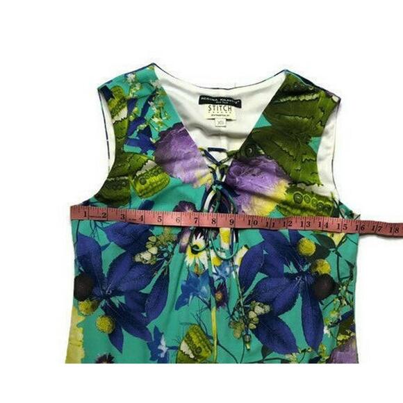 Vintage Regina Kravitz Stitch NY Floral Sleeveless Shift Dress V Neck Lined XS - Picture 9 of 9
